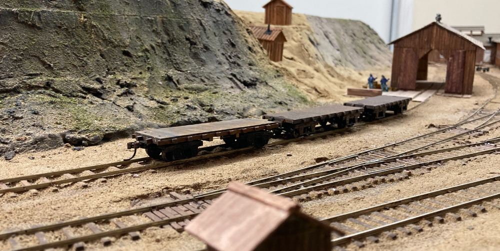 Flat cars at repair shed