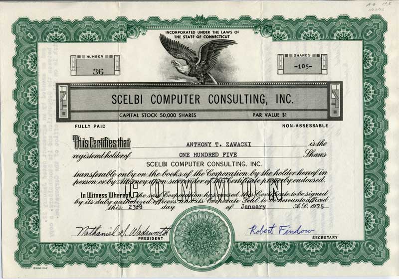 SCELBI stock certificate