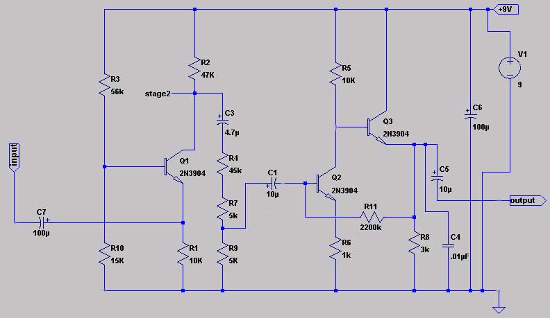 three tranistor mic preamp